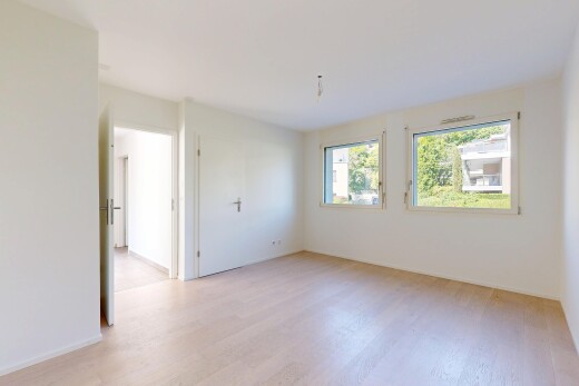 leerer raum mit gipskartonwand, drywall, holzfußboden, wood finish floor, und natürliches licht