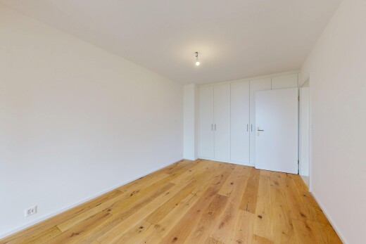 leerer raum mit drywall, gipskartonwand, wood finish floor, holzfußboden, und kleiderschrank