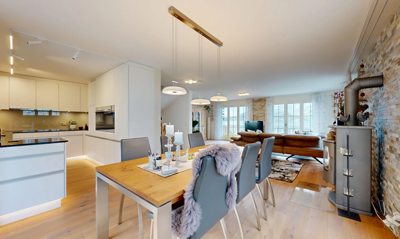 living / dining area featuring light wood-type flooring