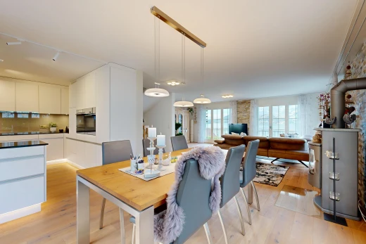 living / dining area featuring light wood-type flooring