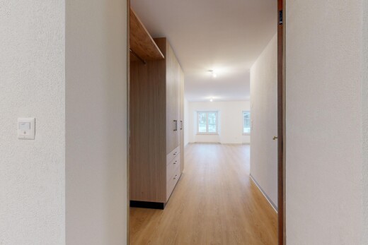 couloir avec lumière naturelle et plancher de bois