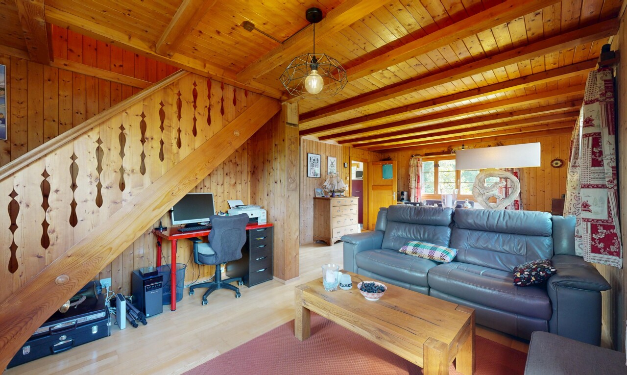 salon avec wood wall, mur en bois, natural light, lumière naturelle, et inside property