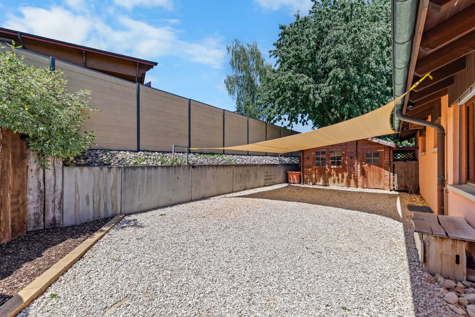 terrasse mit day time, from property, und zaun