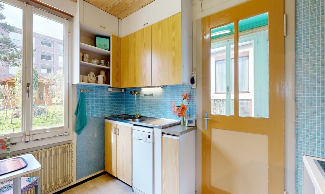 kitchen with open shelves, dishwasher, light wood-type flooring, radiator heating unit, and wood ceiling