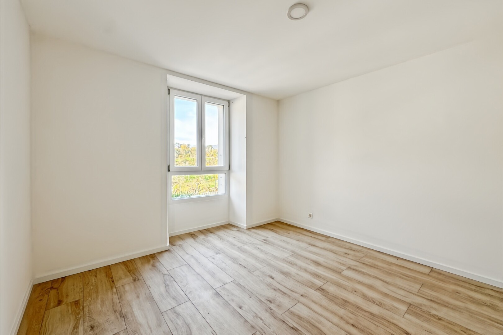 pièce vide avec day time, cloison sèche, drywall, sol en finition bois, et wood finish floor