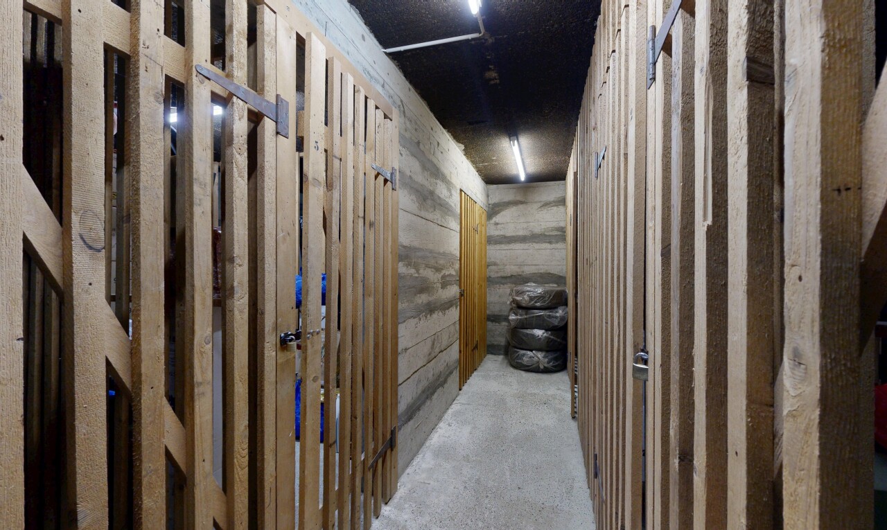 interior space with wooden walls