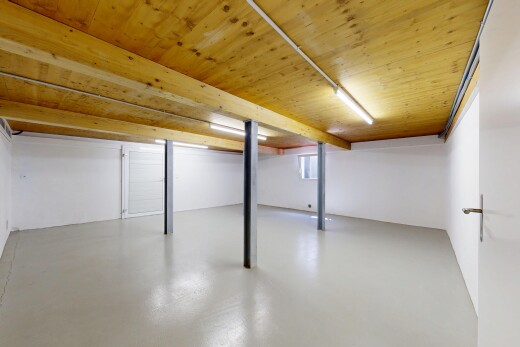 leerer raum mit finished concrete floor, low ceiling, niedrige decke, drywall, und gipskartonwand