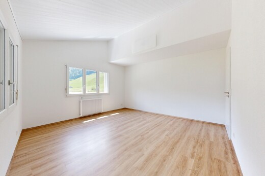 leerer raum mit vaulted ceiling, dachschräge, drywall, gipskartonwand, und kühler