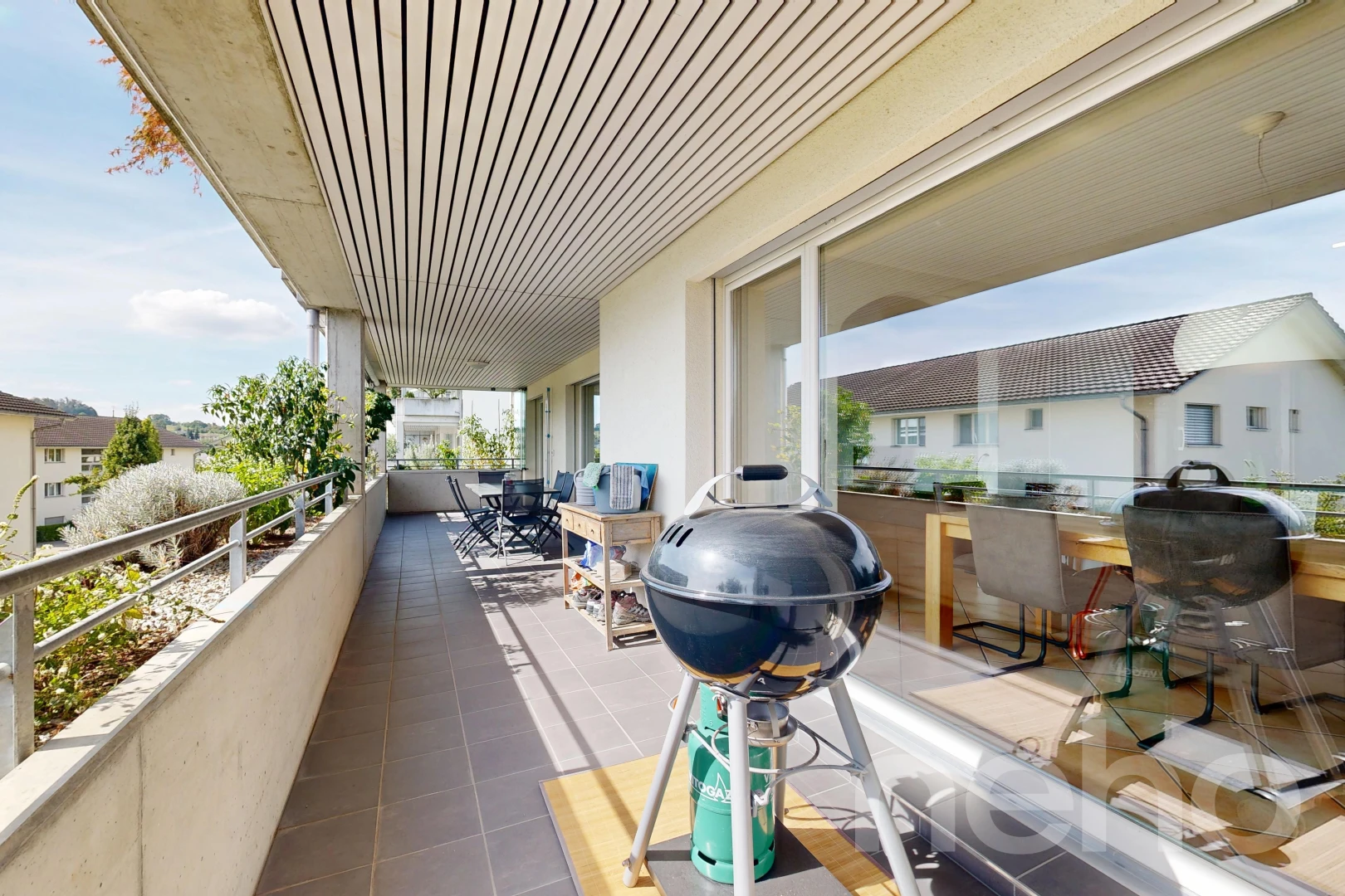 balcony featuring area for grilling