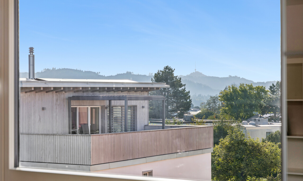 balcony with a mountain view