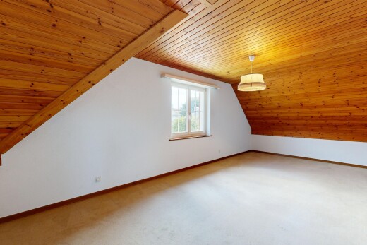 leerer raum mit holzdecke, wood ceiling, sockelleisten, baseboards wall, und zusätzliches zimmer