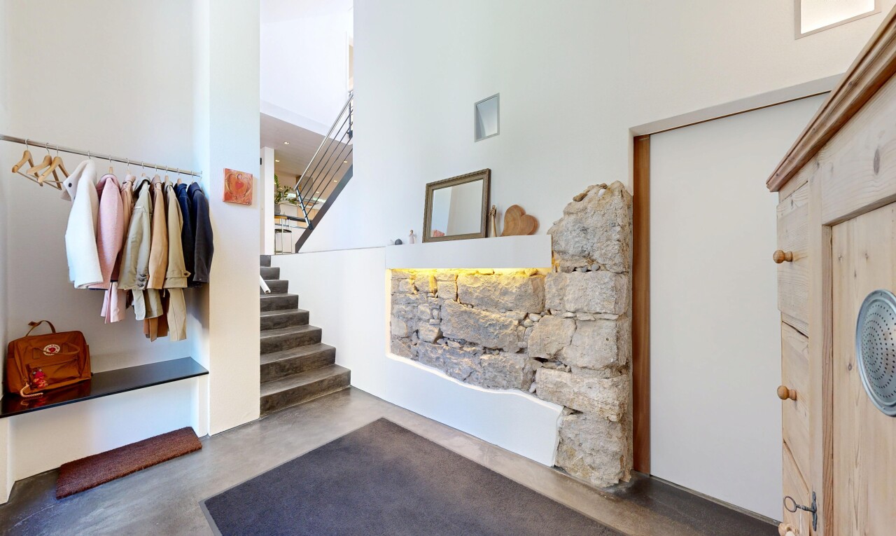 treppe mit concrete floor, betonboden, drywall, gipskartonwand, und treppen
