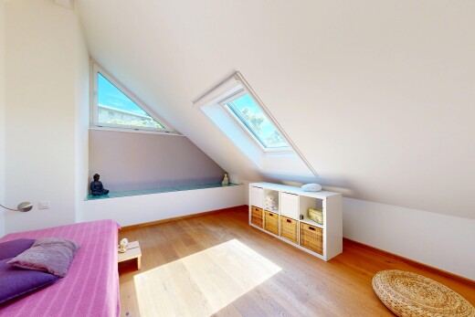 zimmer / schlafzimmer mit dachfenster, drywall, gipskartonwand, zusätzliches zimmer, und inside property