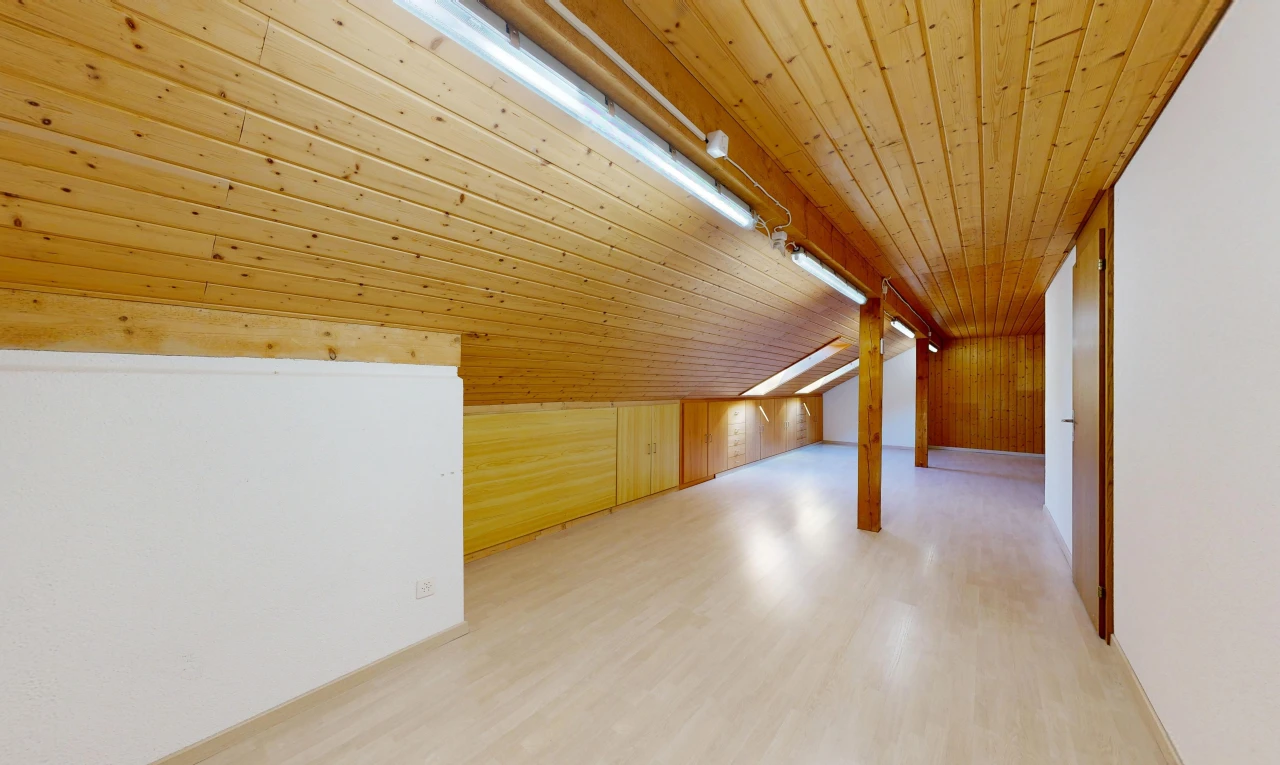 leerer raum mit low ceiling, niedrige decke, wood ceiling, holzdecke, und zusätzliches zimmer