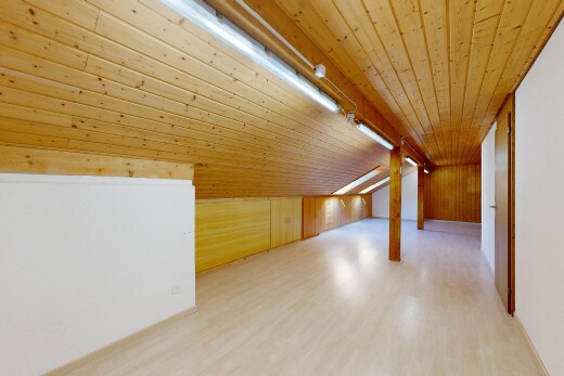 leerer raum mit low ceiling, niedrige decke, wood ceiling, holzdecke, und zusätzliches zimmer