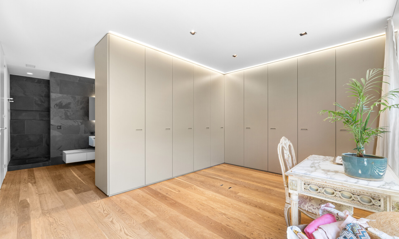 room / bedroom with light wood-style flooring
