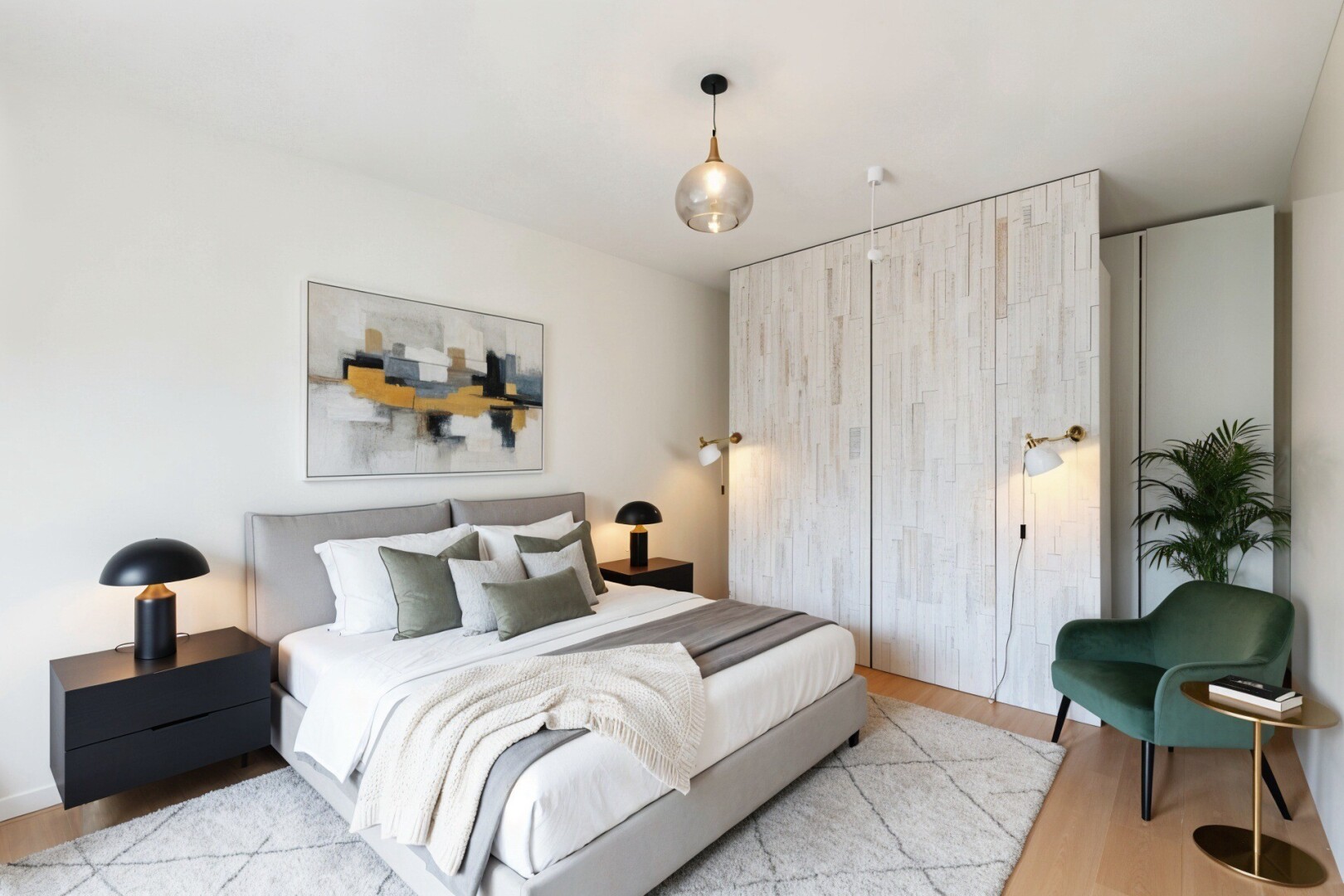 room / bedroom with wood finished floors
