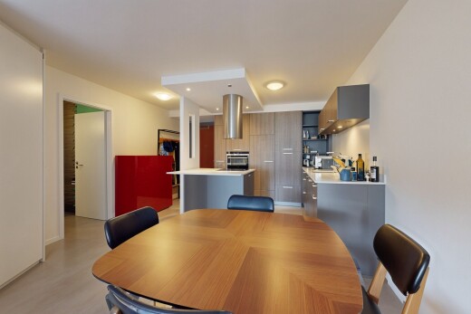 esszimmer mit gipskartonwand, drywall, inside property, und virtually staged