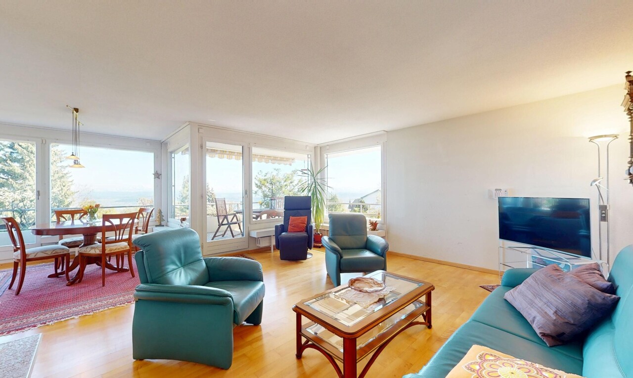 living area with wood finished floors