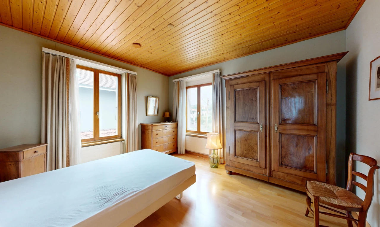 room / bedroom with wooden ceiling and light wood finished floors