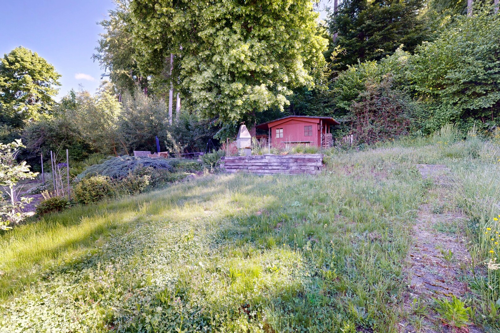 jardin avec day time, vue sur les bois, et woods view