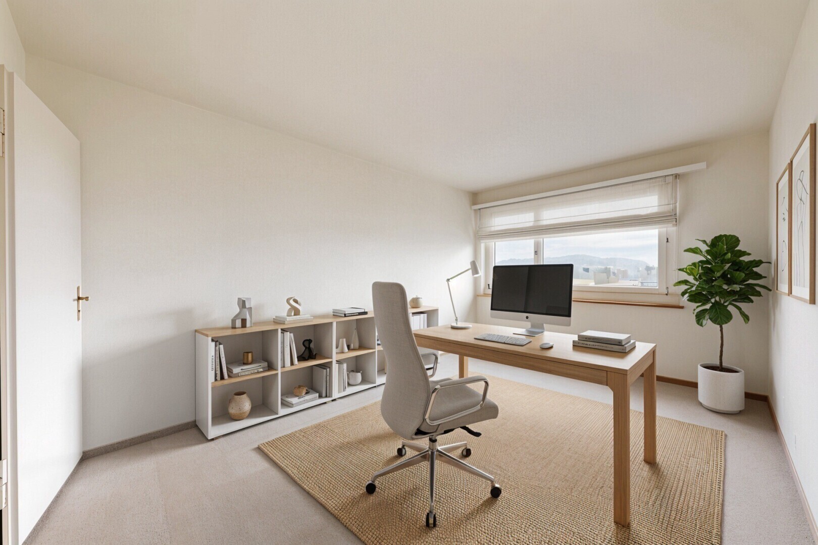 empty room with light carpet and baseboards