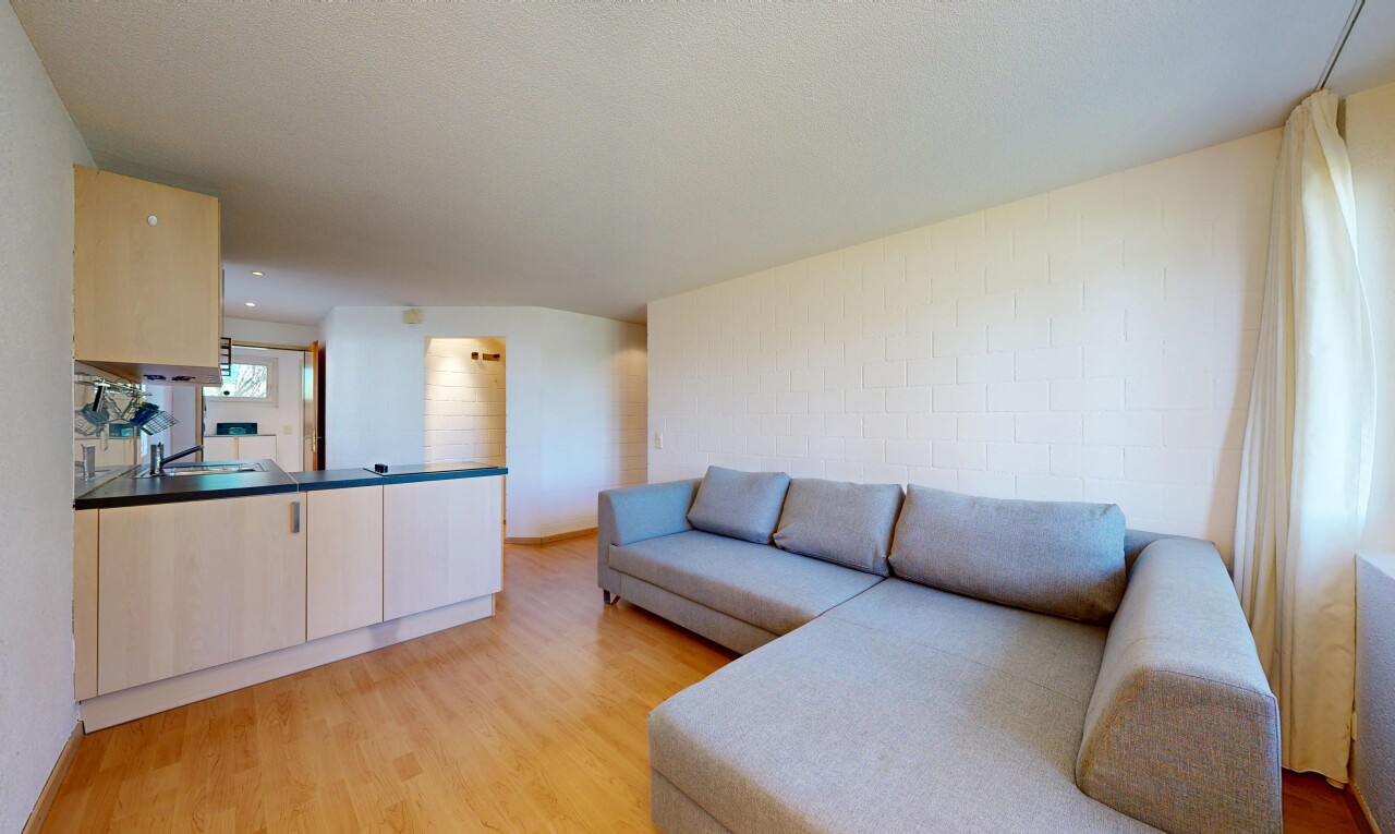 salon avec sol en finition bois, wood finish floor, light floor, inside property, et lumière naturelle