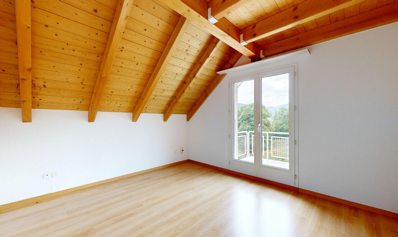 pièce vide avec vaulted ceiling, plafond voûté, inside property, low ceiling, et plafond bas