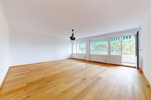 pièce vide avec wood finish floor, sol en finition bois, natural light, lumière naturelle, et drywall