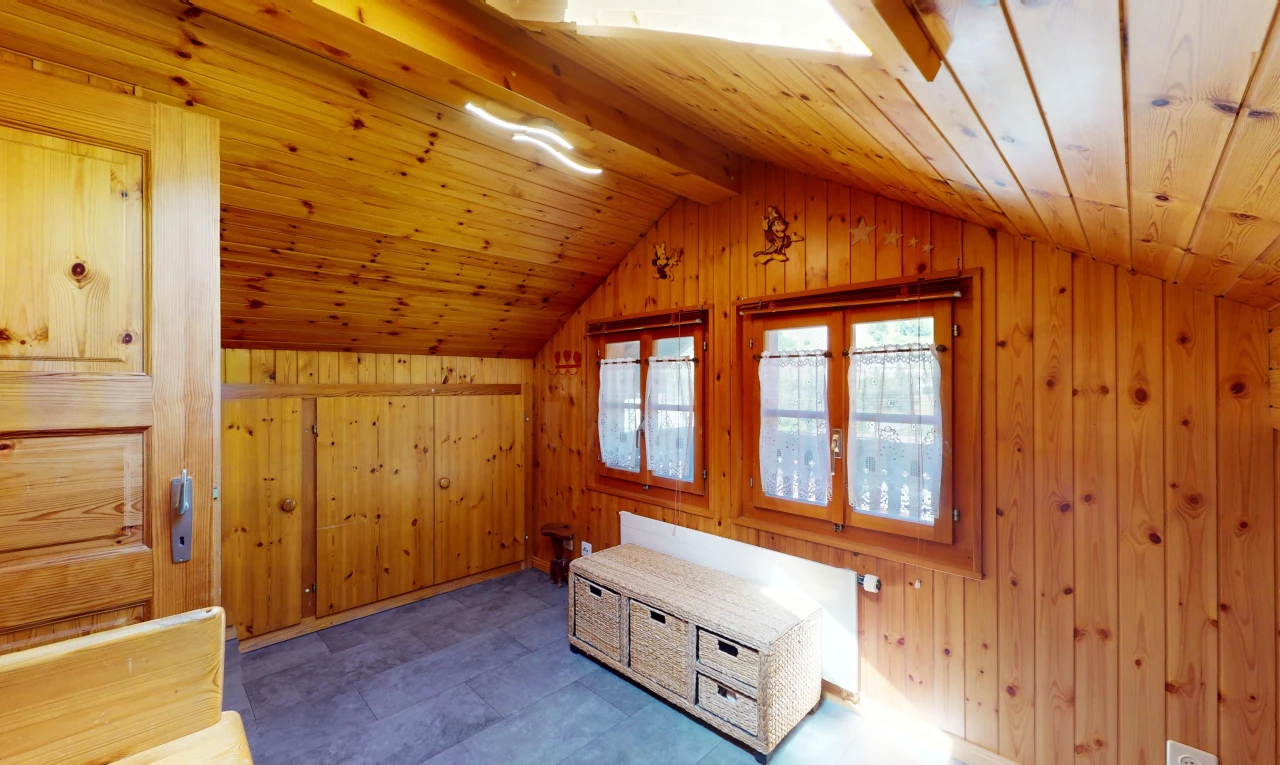 espace intérieur avec plafond voûté, mur en bois, plafond de bois, et lumière naturelle