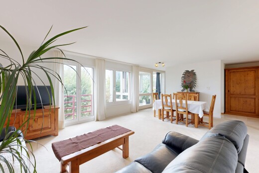 living room with light colored carpet