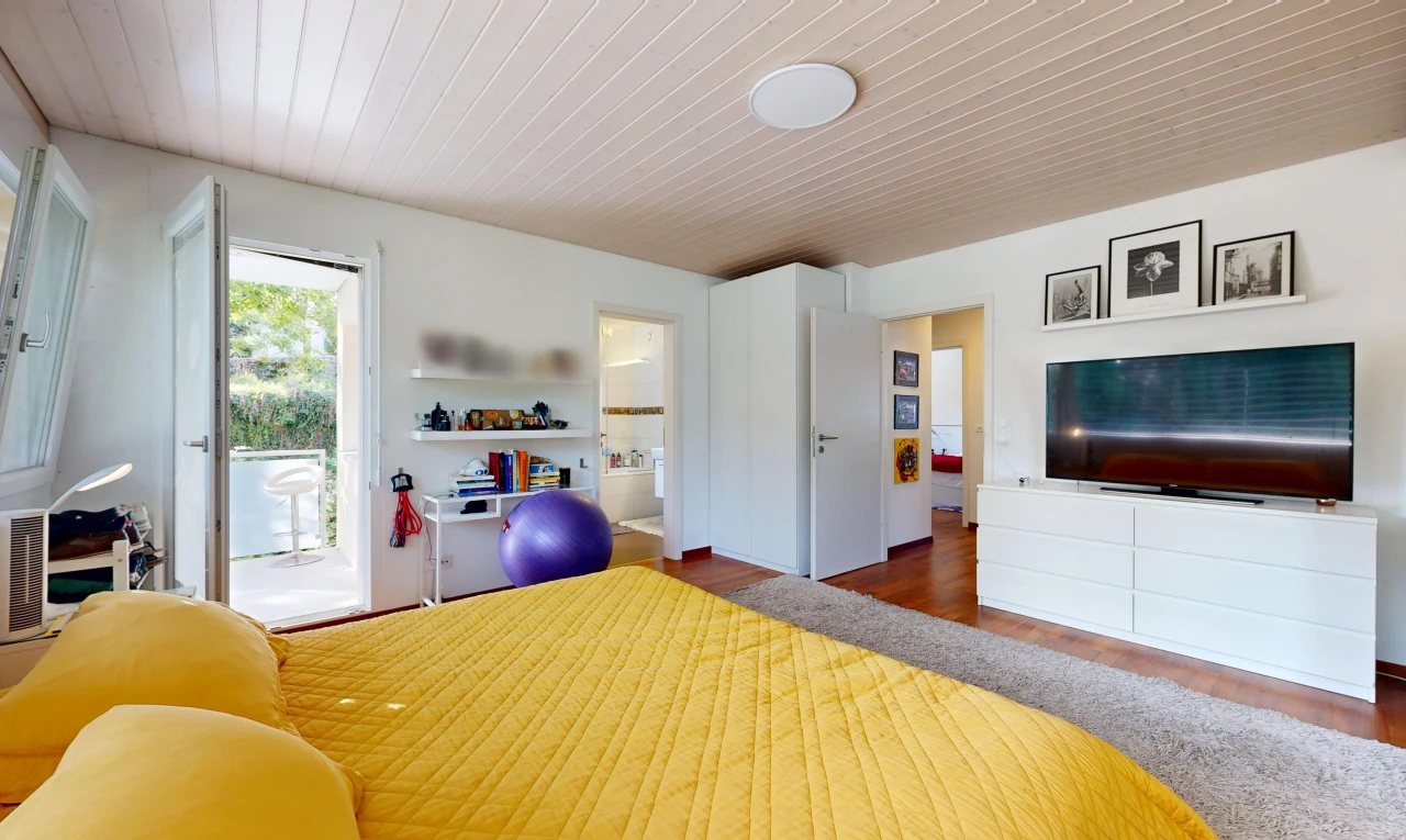 room / bedroom featuring access to exterior and wooden ceiling