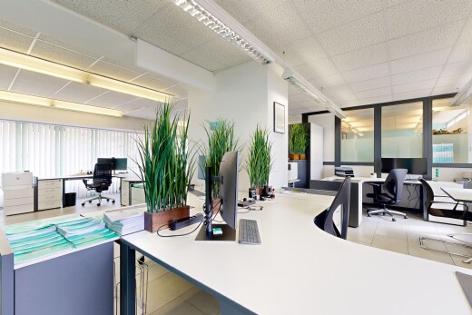 büro mit bürobereich, inside community, natural light, natürliches licht, und drop ceiling