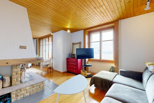 wohnzimmer mit natürliches licht, natural light, holzdecke, wood ceiling, und inside property