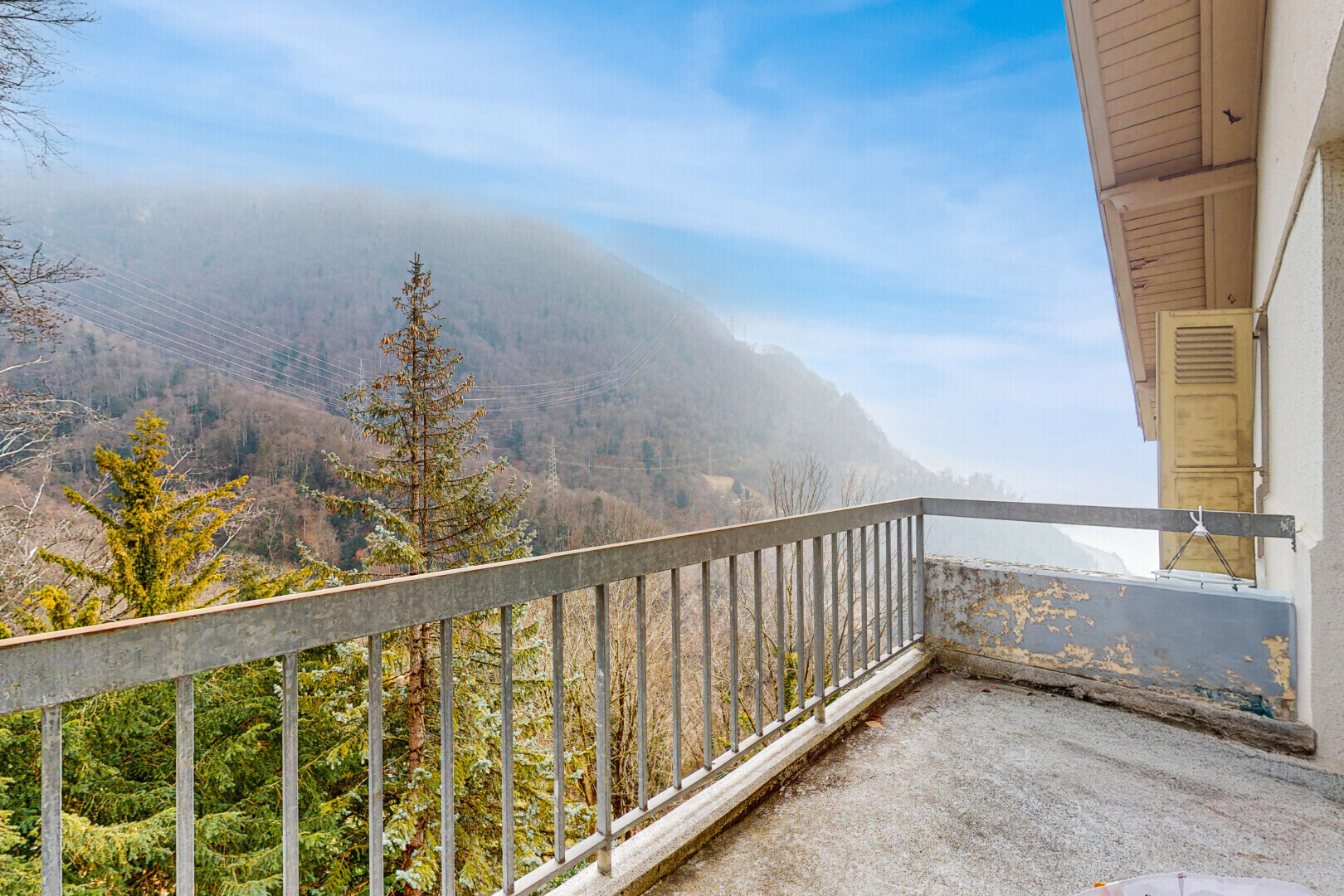 balcony with a mountain view