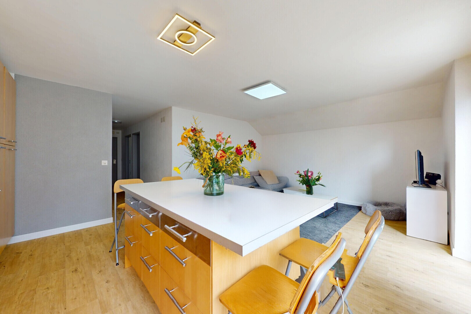 dining area featuring light wood-style flooring