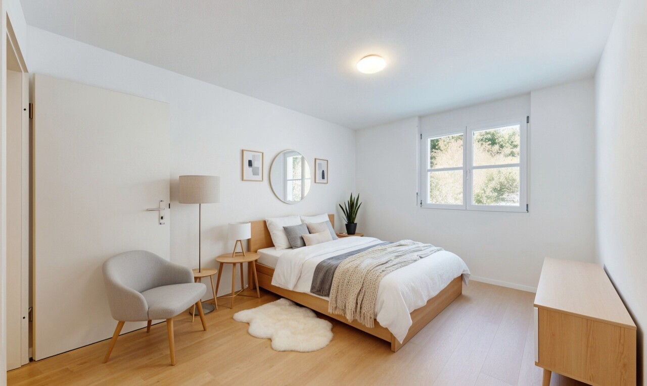 pièce vide avec sol en finition bois, wood finish floor, cloison sèche, drywall, et lumière naturelle