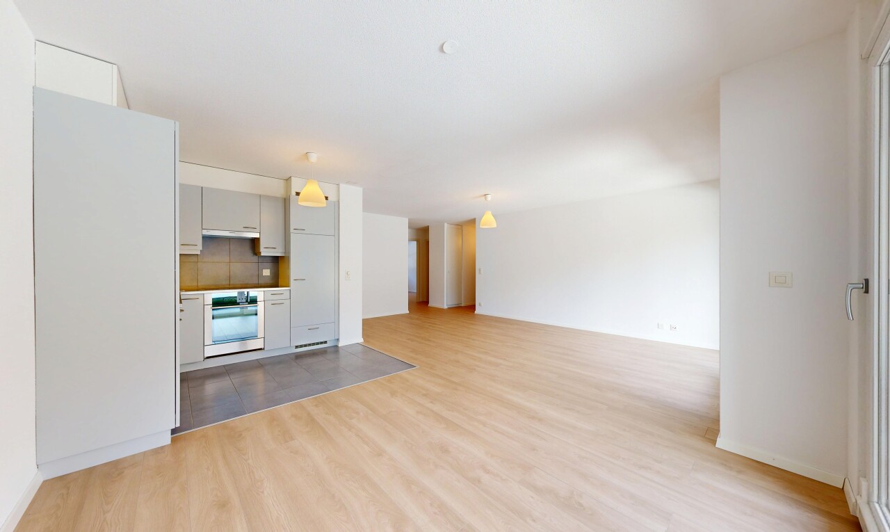 pièce vide avec inside property, sol en finition bois, wood finish floor, cloison sèche, et drywall