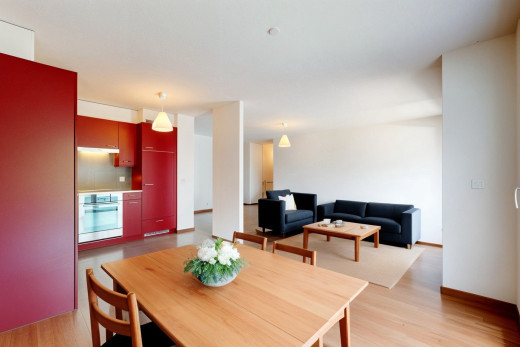 wohn- / esszimmer mit parkettboden