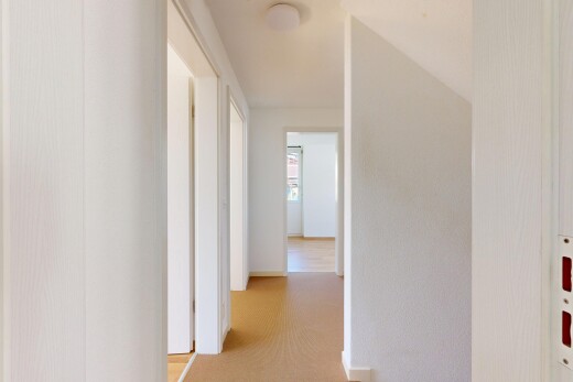 halle / korridor mit inside property, natural light, natürliches licht, carpet, und teppich