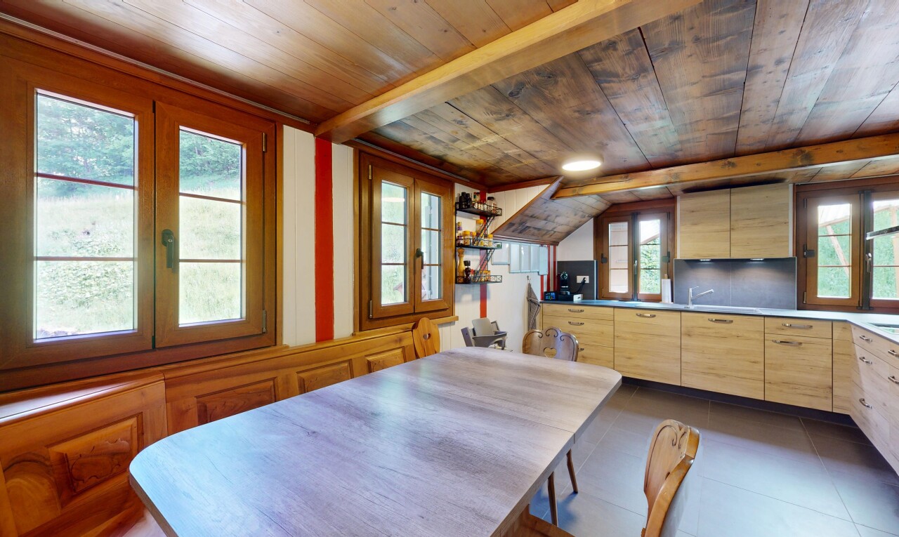 dining room with wooden ceiling and lofted ceiling