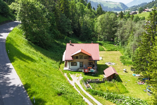 façade avec cheminée, forest view, vue sur la forêt, mountain view, et vue sur la montagne