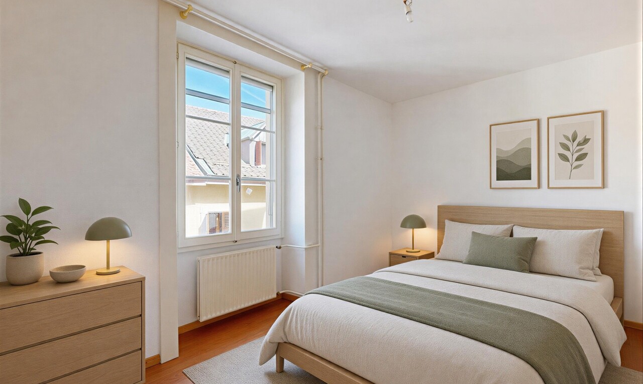 pièce vide avec cloison sèche, drywall, sol en finition bois, wood finish floor, et radiateur