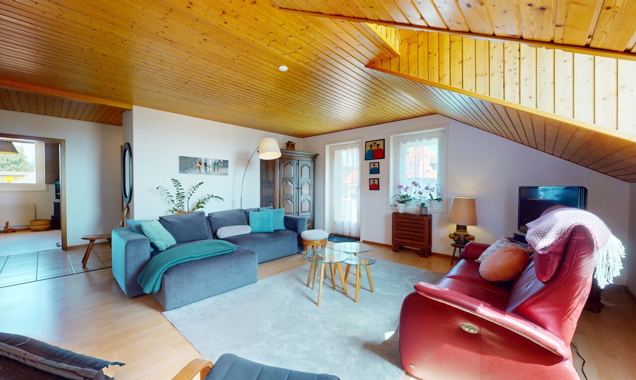 wohnzimmer mit holzdecke, wood ceiling, natürliches licht, natural light, und inside property