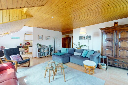 wohnzimmer mit holzdecke, wood ceiling, inside property, gipskartonwand, und drywall