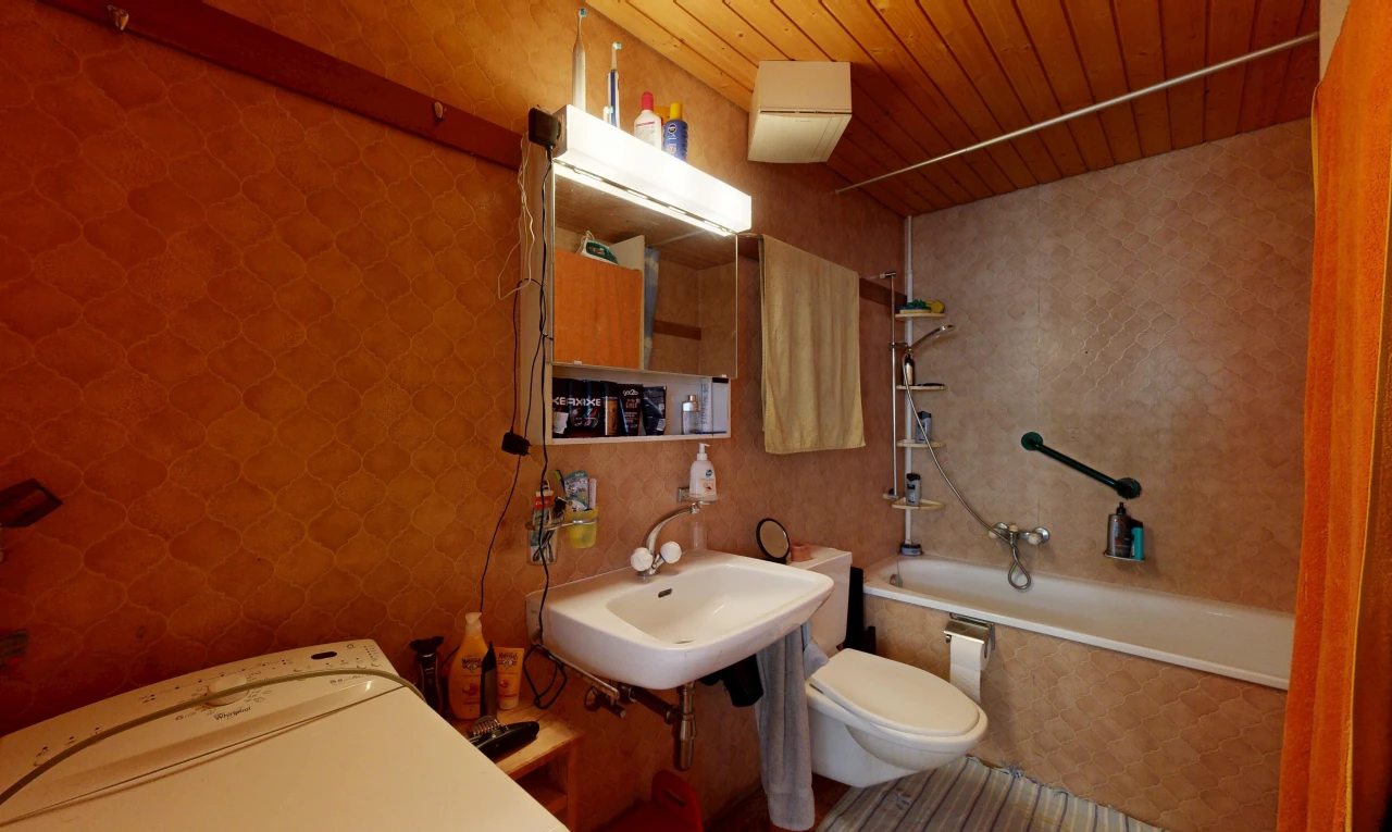 full bathroom featuring tub / shower combination and wooden ceiling