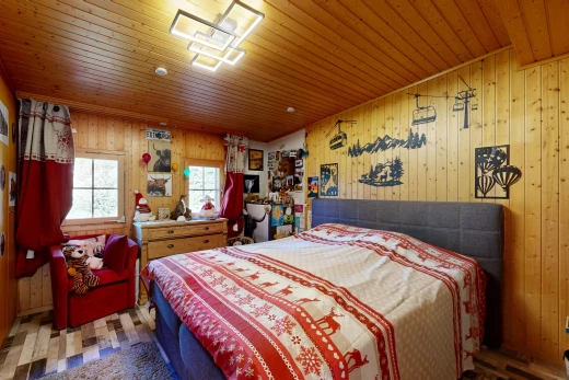 room / bedroom with wood walls and wooden ceiling