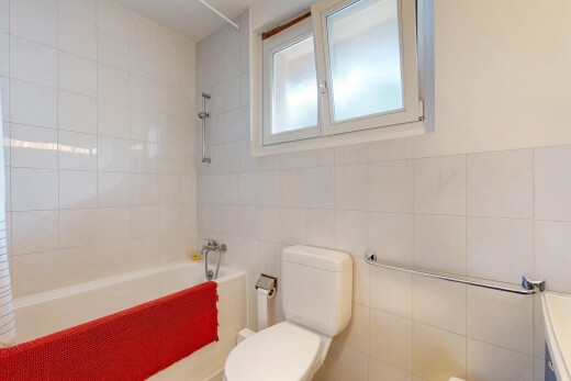 bad mit kombiniertes bad / dusche, toilette, natürliches licht, natural light, und komplettes badezimmer