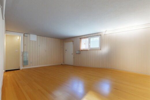leerer raum mit keller, holzfußboden, wood finish floor, inside property, und natürliches licht