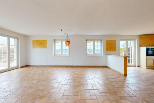 leerer raum mit bemerkenswerter kronleuchter und natürliches licht